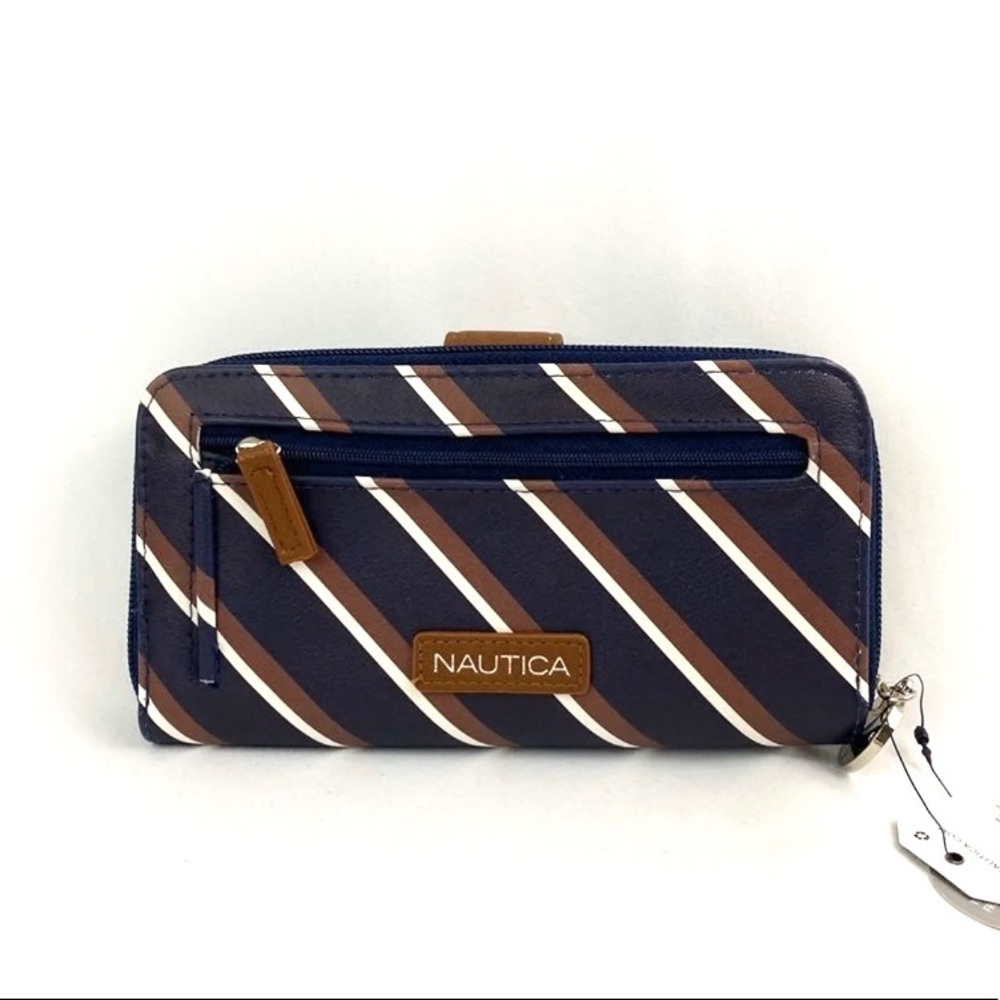 Nautica tab zip around clutch